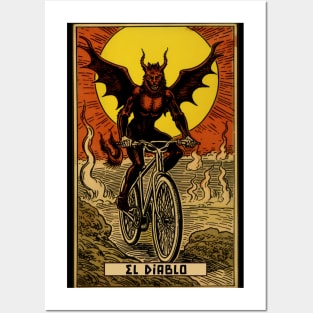 El Diablo: The Devil Riding a Bike Tarot Card Art Posters and Art